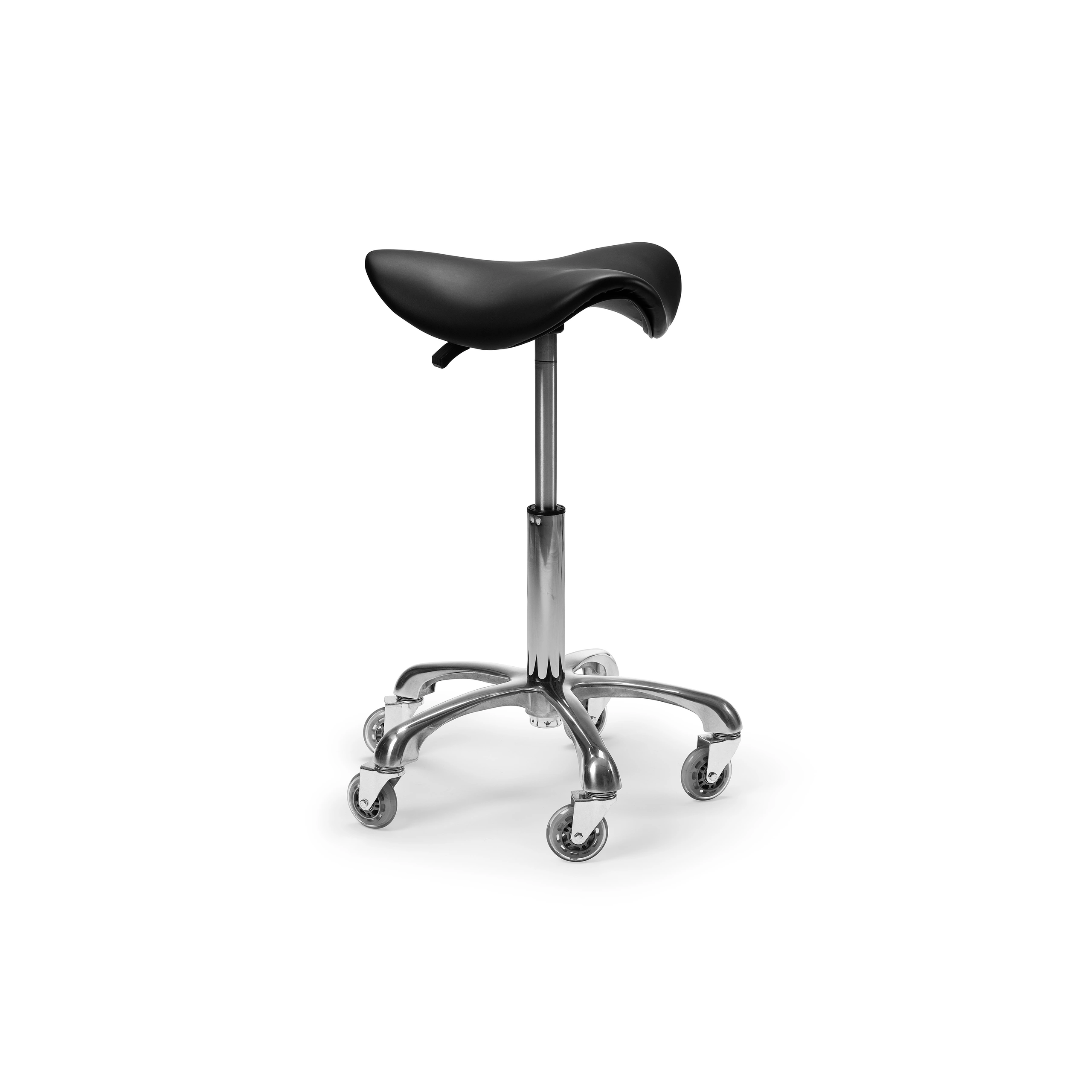 Saddle Stool 360 Black – Scaun stilist ergonomic pentru saloane, reglabil 52-73 cm