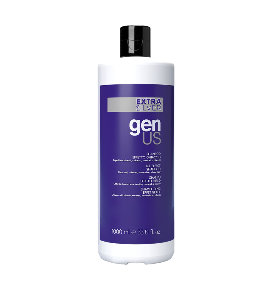 Sampon Genus Extra Silver Ice Effect 1000ml – pentru par blond, decolorat sau alb