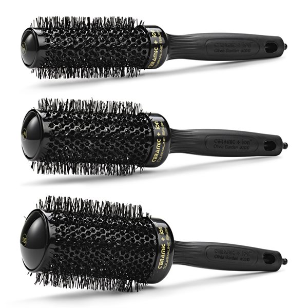 Olivia Garden Ceramic Ion Black Series - set 5 perii profesionale coafor