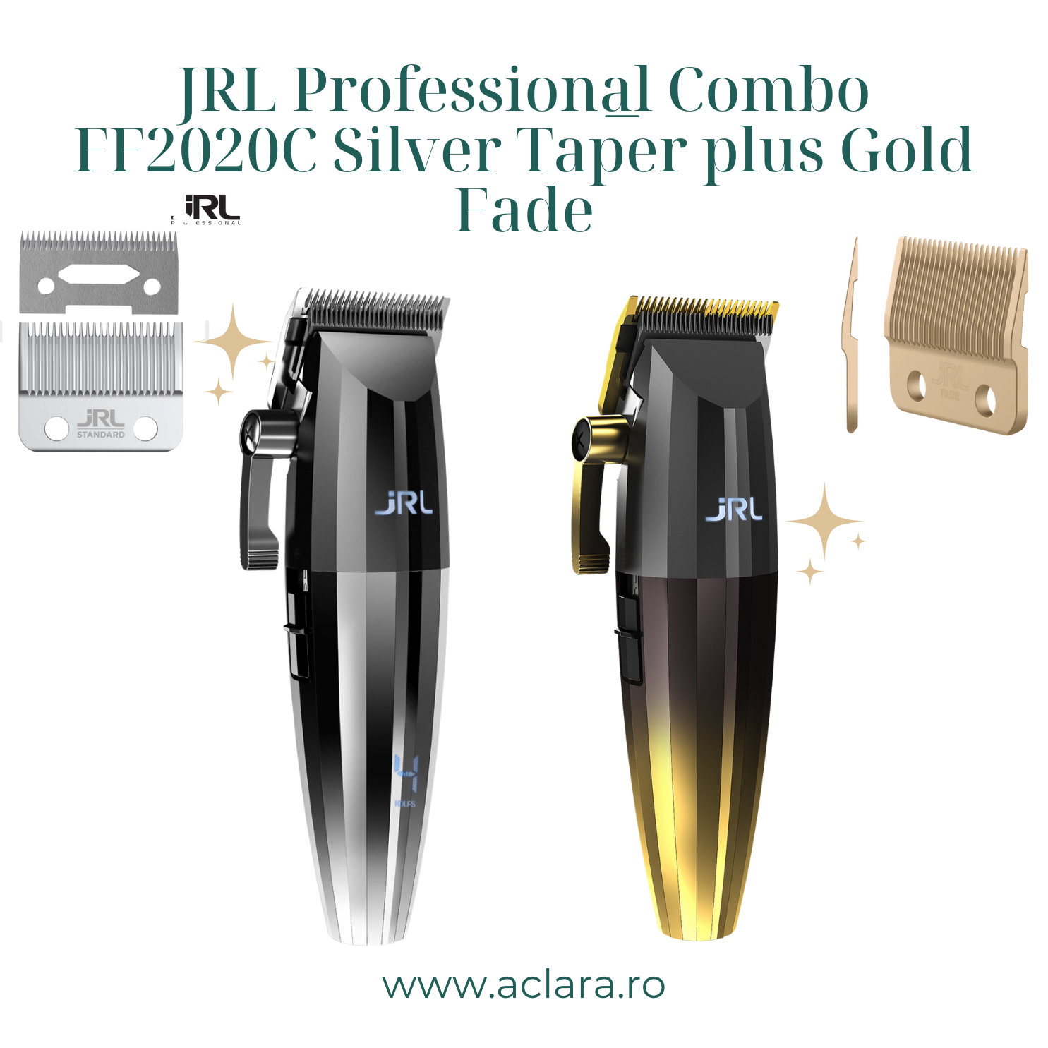 JRL Professional FF2020C Barber Combo - Silver Taper plus Gold Fade  - set masini de tuns profesionale