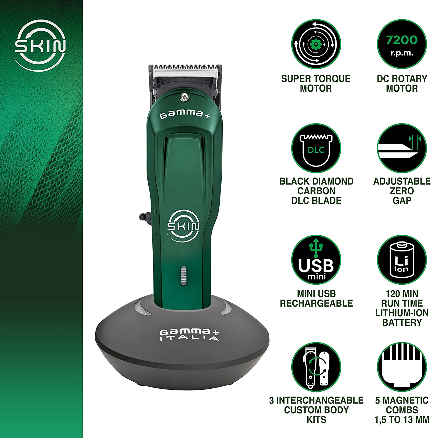 Gamma Piu Skin - masina de tuns profesionala zero 7200 RPM
