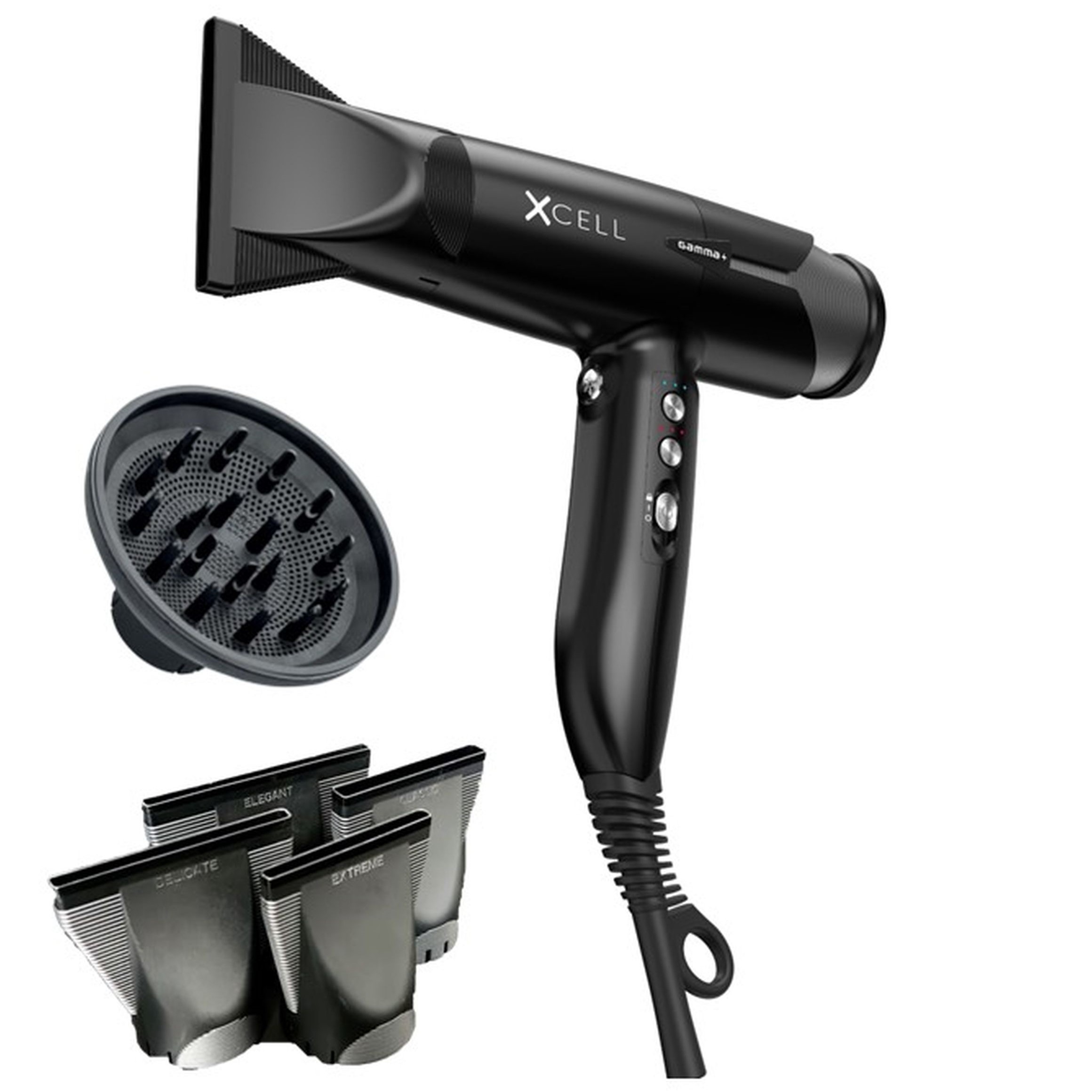 Gamma+ Piu Xcell - uscator de par profesional digital 110000 RPM - 290gr - negru
