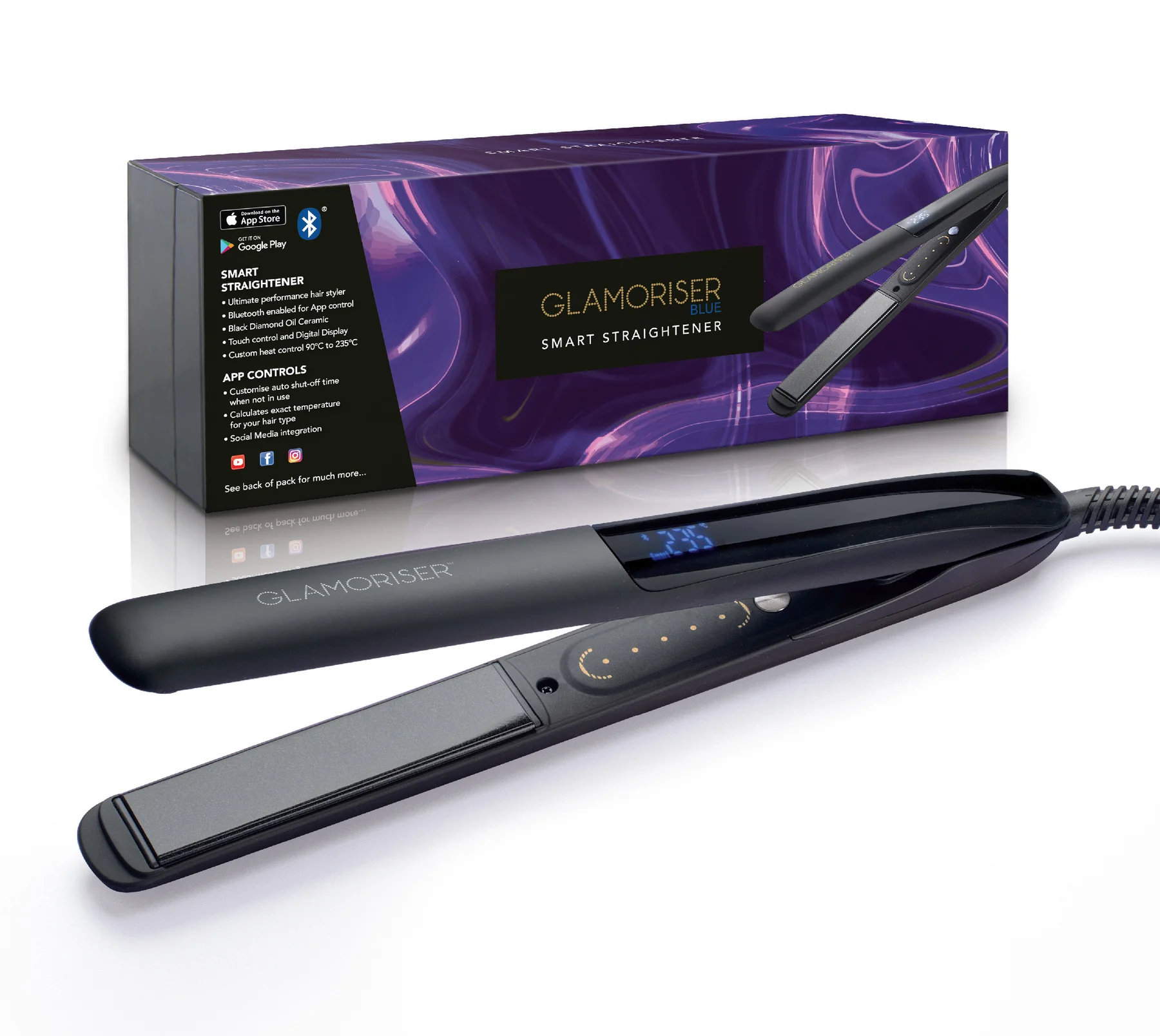 Glamoriser Smart Straightener Bluetooth - placa profesionala pentru par