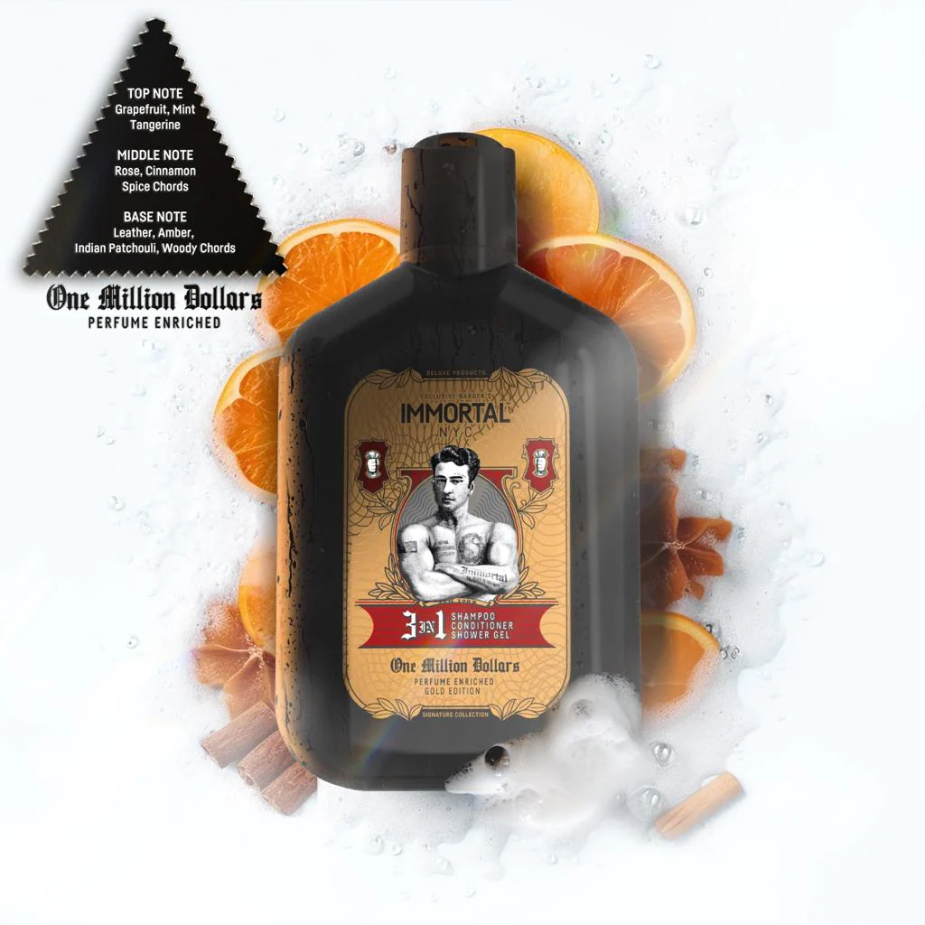 Immortal NYC One Million Dollars 3 in 1 - sampon, balsam si gel de dus 500 ml (gold edition)