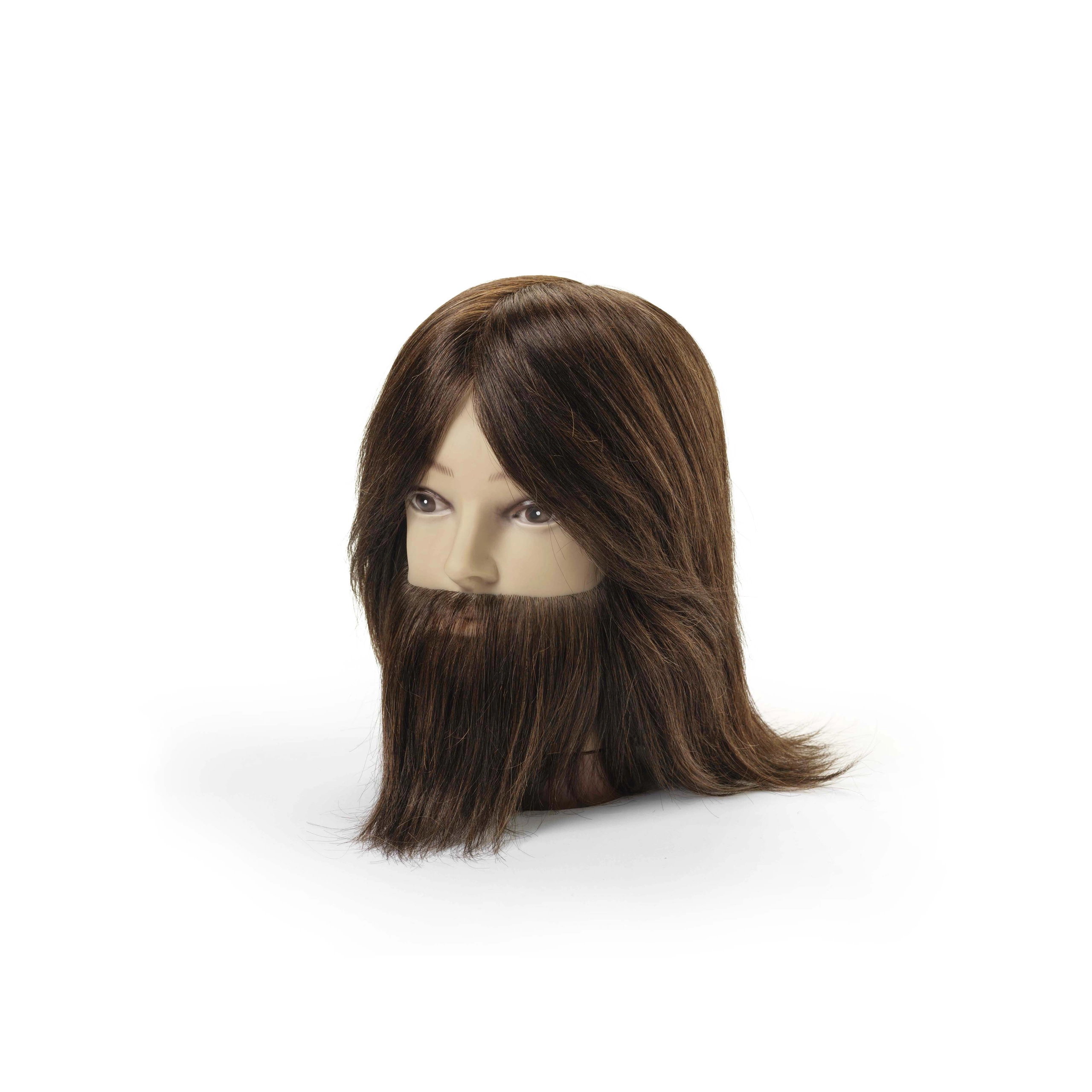 Cap de practică frizerie Tommy – cu păr uman 100 %, lungime 35/40 cm și barbă