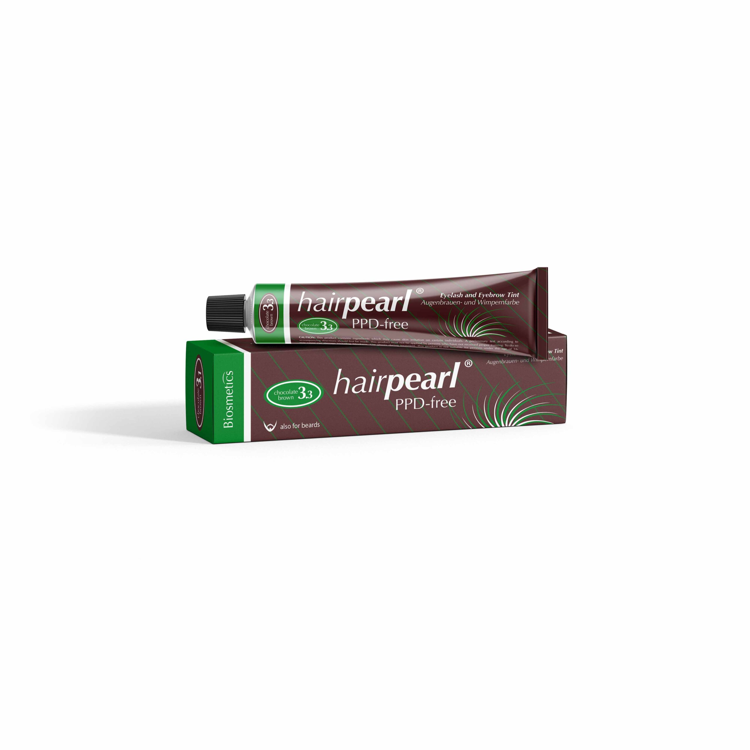 Hairpearl Tint PPD Free No.3.3 Chocolate Brown – vopsea cremă profesională pentru gene & sprâncene, maro ciocolatiu fără PPD
