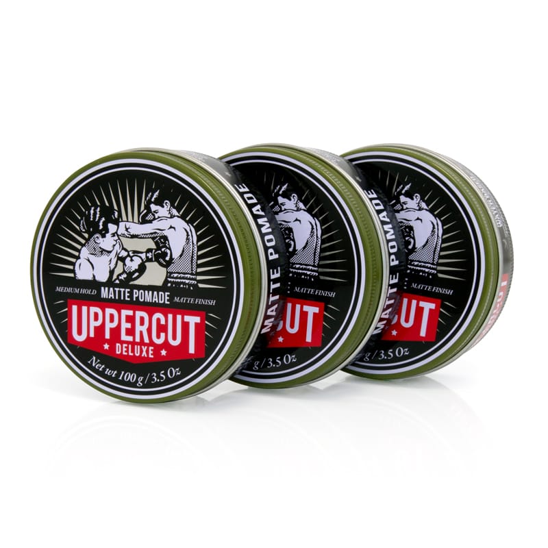 Set frizeri 3 x Ceara de par cu aspect mat Uppercut Deluxe Matte Pomade 100g