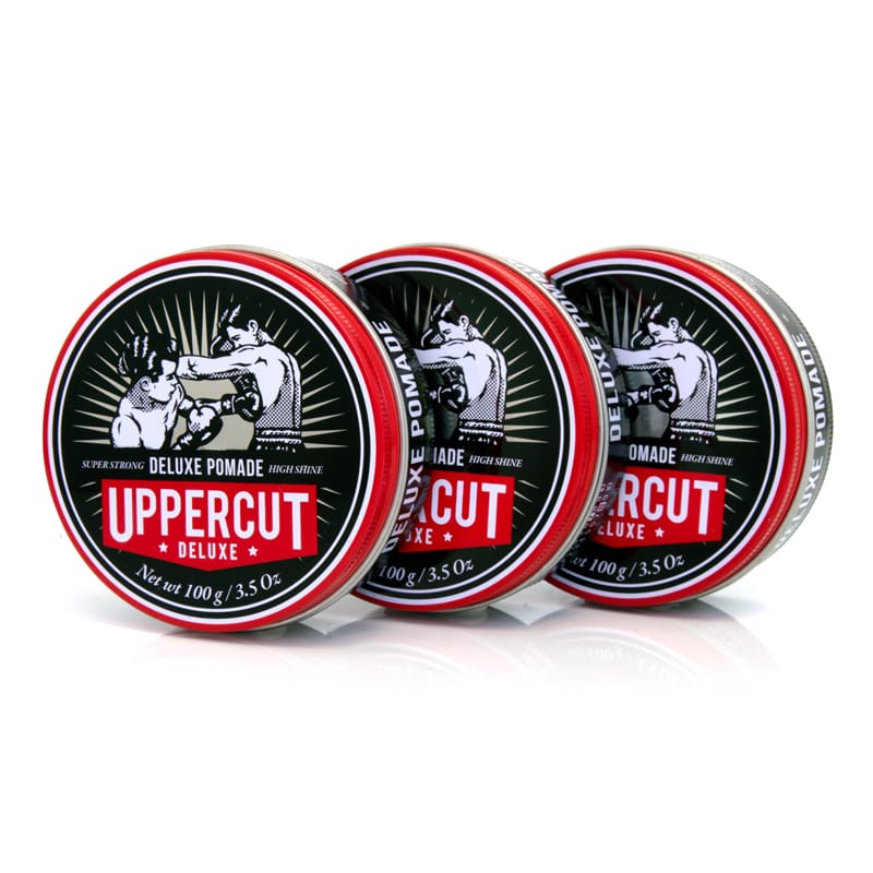 Set frizeri 3 x Ceara de par cu aspect lucios Uppercut Deluxe Pomade 100g
