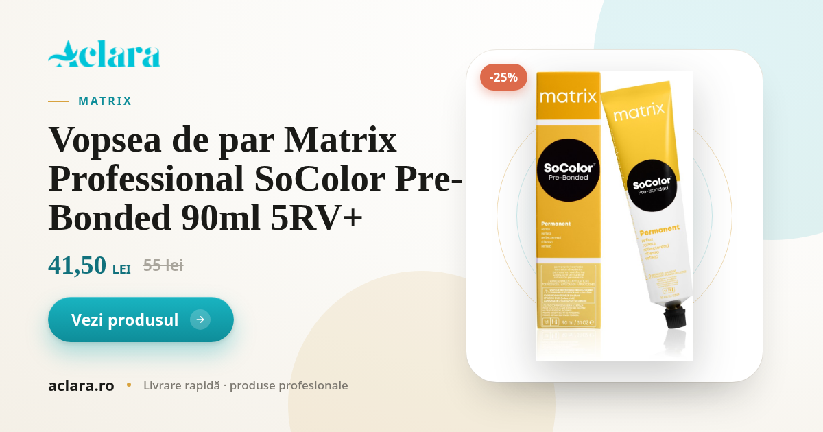 Vopsea de par Matrix Professional SoColor Pre-Bonded 90ml 5RV+ | Aclara