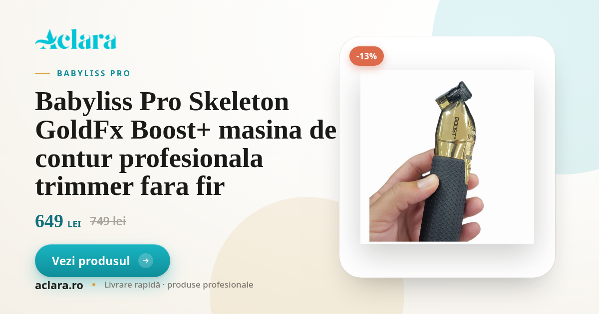 Babyliss Pro Skeleton GoldFx Boost+ masina de contur profesionala