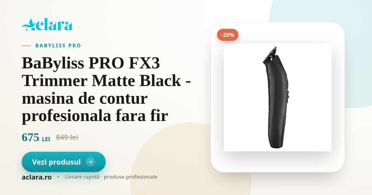 BaByliss PRO FX3 Trimmer Matte Black - masina de contur