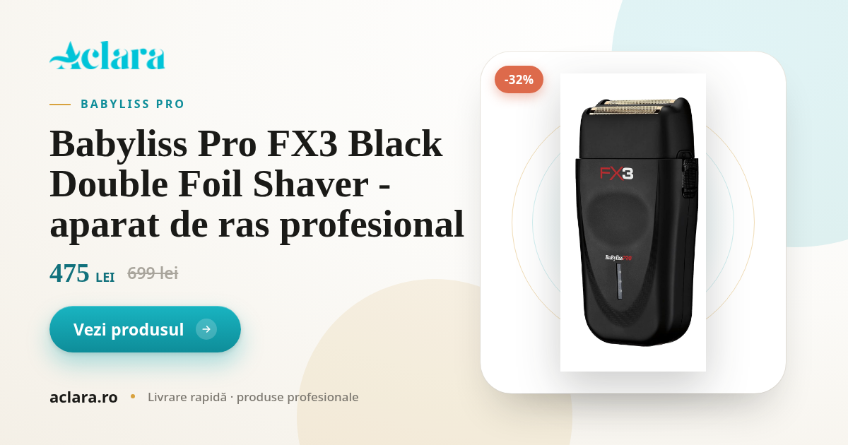 Babyliss Pro FX3 Black Double Foil Shaver - aparat de ras