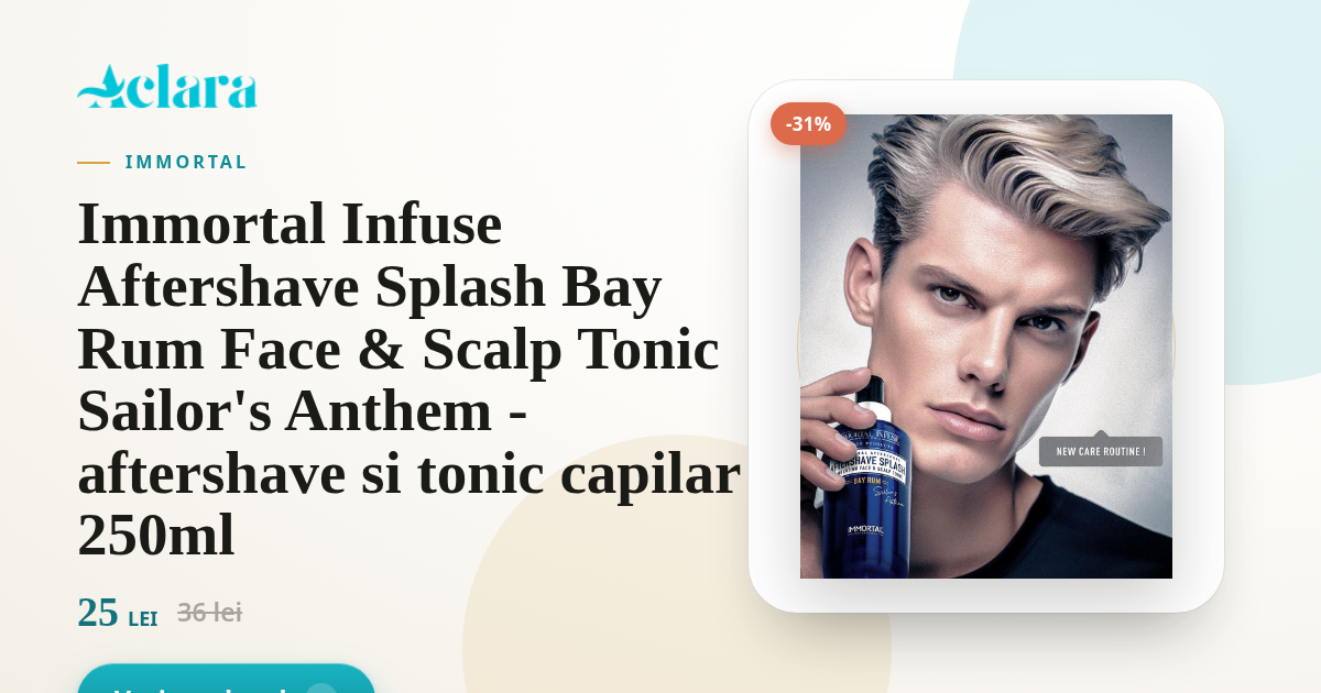 Immortal Infuse Aftershave Splash Bay Rum Face & Scalp Tonic Sailor's ...