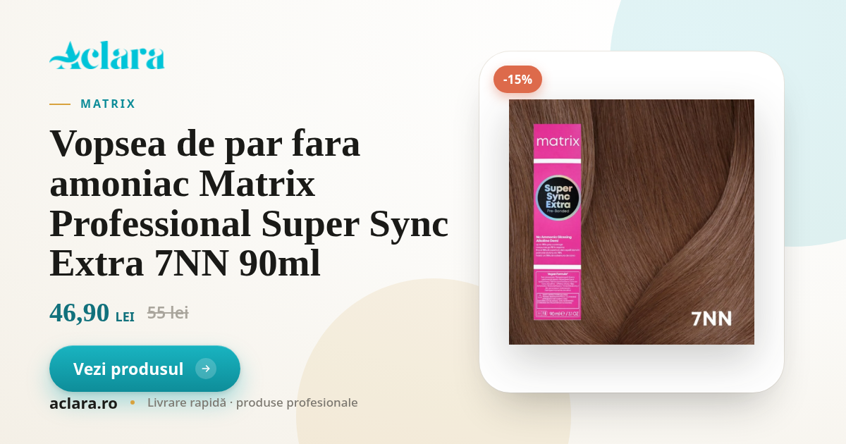 Vopsea de par fara amoniac Matrix Professional Super Sync Extra 7NN ...