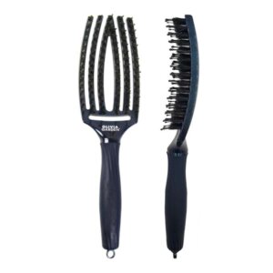 Perie profesională pentru păr Olivia Garden Fingerbrush Blue Sapphire – design ergonomic, peri mistreț & nailon, ventilație pentru uscare rapidă și styling fără frizz