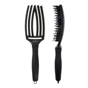 Perie profesională pentru păr Olivia Garden Fingerbrush Black Onyx – design ergonomic, peri mistreț & nailon, ventilație pentru uscare rapidă și styling fără frizz